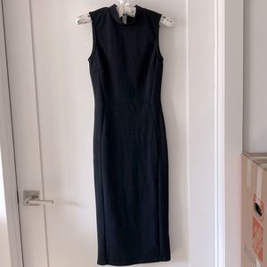 TOPSHOP little black fitted dress French style size 2 turtle neck
